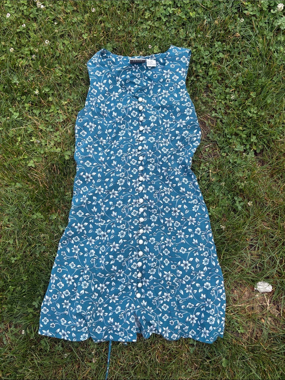 Fashion Bug Blue Floral Button-Front Sleeveless Mini Dress